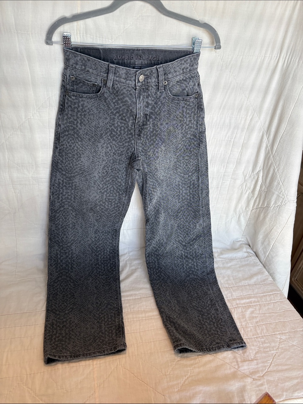 American Eagle Outfitters Women’s Charcoal Gray  and Black Cheetah Print Jeans